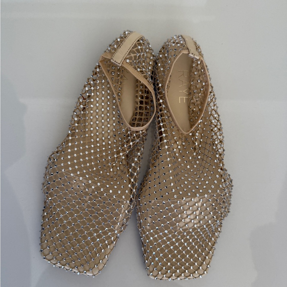 RAYE Silver Mesh and Tan Heels